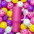 thumbnail image 4 of Zak Designs Sutton Travel Tumbler for On the Go, 40oz Stainless Steel with Vacuum Insulation, Silicone Straw, and Carry Handle for Cold Drinks (Razzberry Pink), 4 of 4