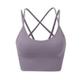 thumbnail image 6 of Wdgfv Women's Sports Bra-Scoop Neck Spaghetti Strap Molded Cup Double Sports Bra Low Support Yoga Workout Bra Purple M, 6 of 6