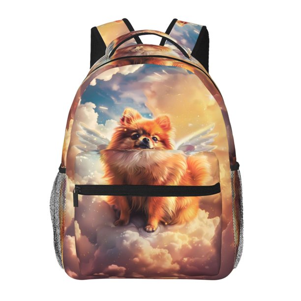 Fotbe Cute Cloud Pomeranian Mochila Casual con Estampado para Escuela, Viajes y Actividades al Aire Libre - Duradera, Ligera y Cómoda