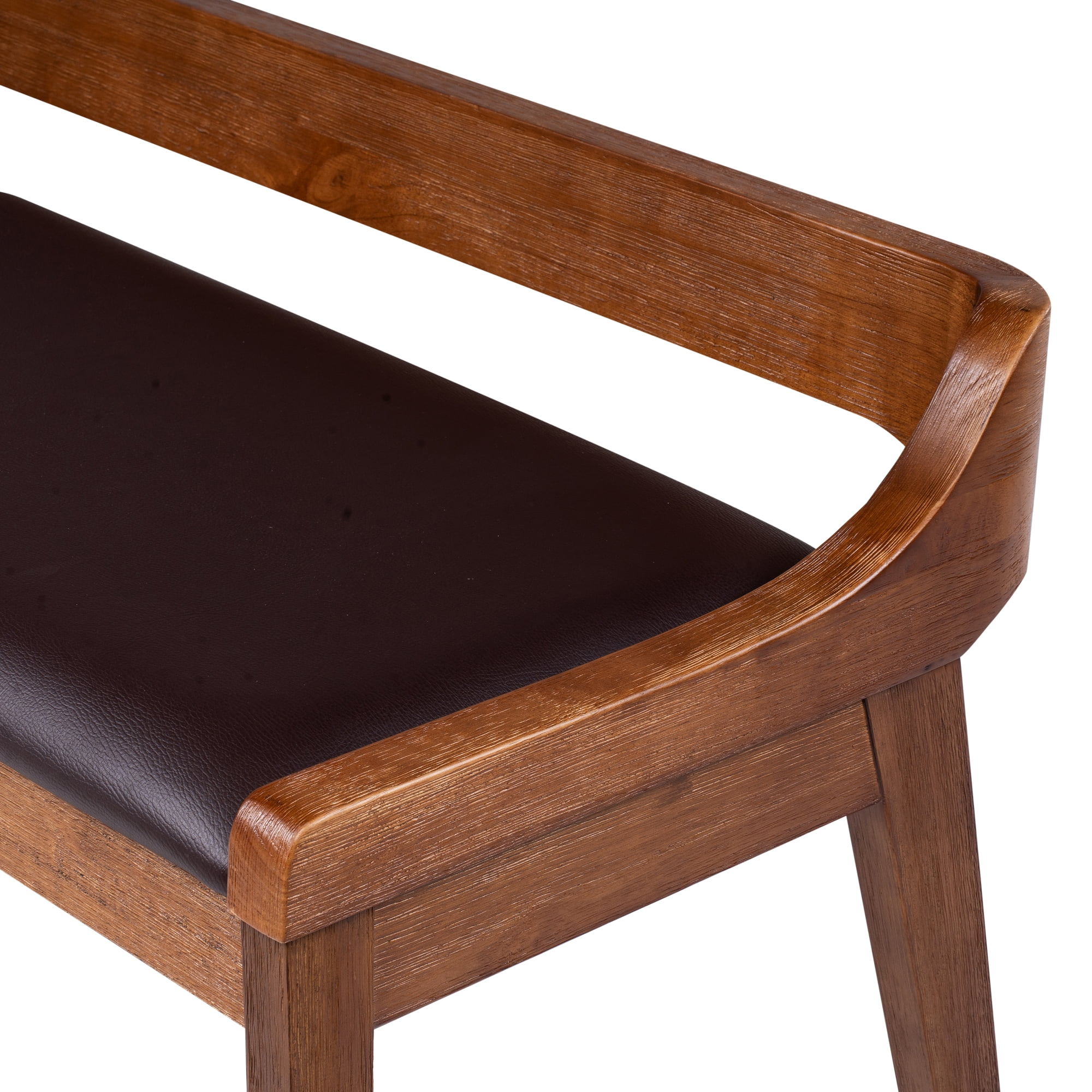 Boraam Rasmus Low Back Acacia Wood Dining Bench with Faux Leather Upholstery