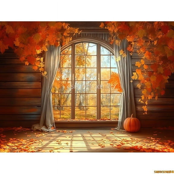 Hallowe Day Theme Photography Backdrops Props Wagon Flowers Fall Sce With Pumpkin Patch Door Photo Studio Background HW-04