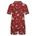 thumbnail image 5 of VBTAPA Women Christmas Pajamas Shorts Sets Xmas Printed Short Sleeve Button Down Shirt and Shorts Matching Lounge Set 2 Piece Pjs Sleepwear Multicolor#29 M, 5 of 8