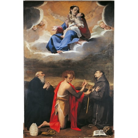 Madonna And Child With Sts Benedict Canvas Art - (24 x 36)