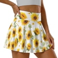 thumbnail image 2 of SEANATIVE Womens Tennis Skirt High Waisted Athletic Skorts Lightweight Pleated Tennis Skirts with Pockets Built-in Shorts Golf Pickleball Workout Skort for Casual, 2XL, Sunflower Yellow White, 2 of 7