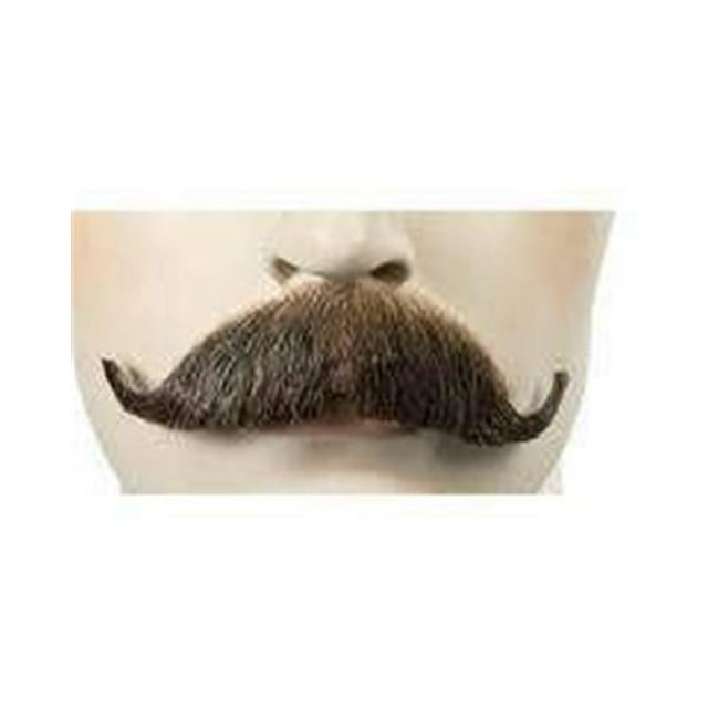 Morris Costumes LW435DBNGY M34 Synthetic Human Hair Mustache, No.56 Dark Brown with Grey