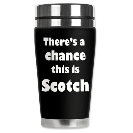 

Mugzie brand 16-Ounce Stainless Steel Travel Mug with Insulated Wetsuit Cover - Might be Scotch