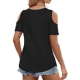 thumbnail image 3 of Womens Summer Shirts V Neck Criss Cross Cold Shoulder Tops Blouse, 3 of 5