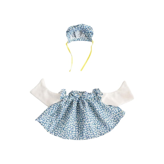 Spring Floral Goose Dress Bonnet Set for 23 Inch Porch Statue,Country Idyllic Outfit Outdoor Garden Decor