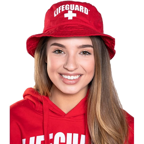 LIFEGUARD Officially Licensed Red Bucket Hat for Men & Women, Unisex Soft Cotton for Sun Beach Pool