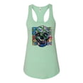 thumbnail image 2 of Wild Bobby, Colorful Abstract Skull Face Streetwear Ladies Racerback Tank Top, Mint, Large, 2 of 3