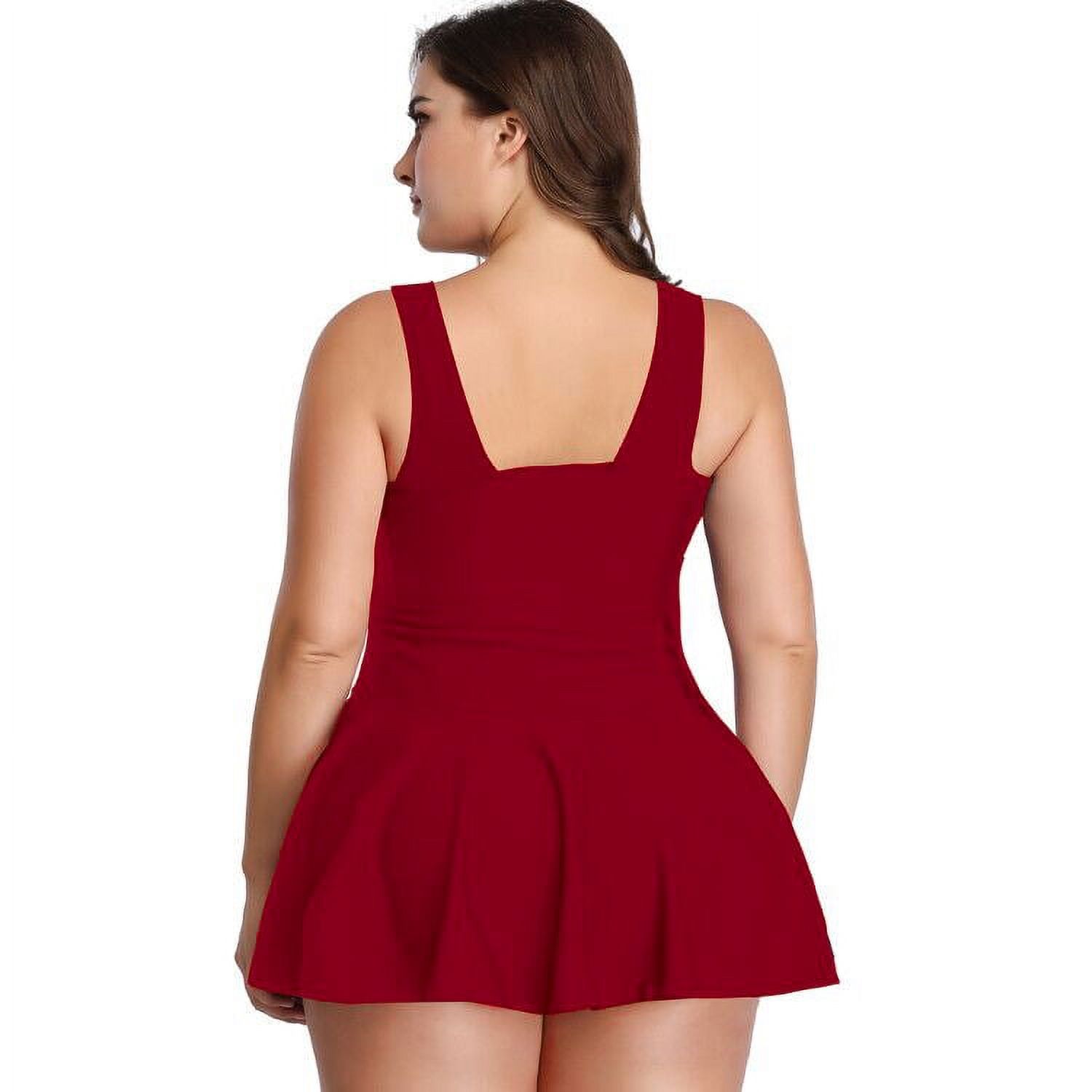 Plus Size Swimsuit For Women Tummy Control Swimdress Two Piece Swimwear With Flared Skirt 6432