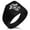 Black, variant on Stainless Steel Sea Dog Pirate Skull Emblem Needle Stripe Pattern Biker Style Polished Ring