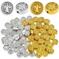 thumbnail image 2 of 100pcs 9.5 mm Round Double-Sided Jesus Cross Spacer Beads Catholic Saint Benedict Beads Religious Loose Beads for DIY Rosary Bracelet Necklace Jewelry Making, 2 Colors, 2 of 8