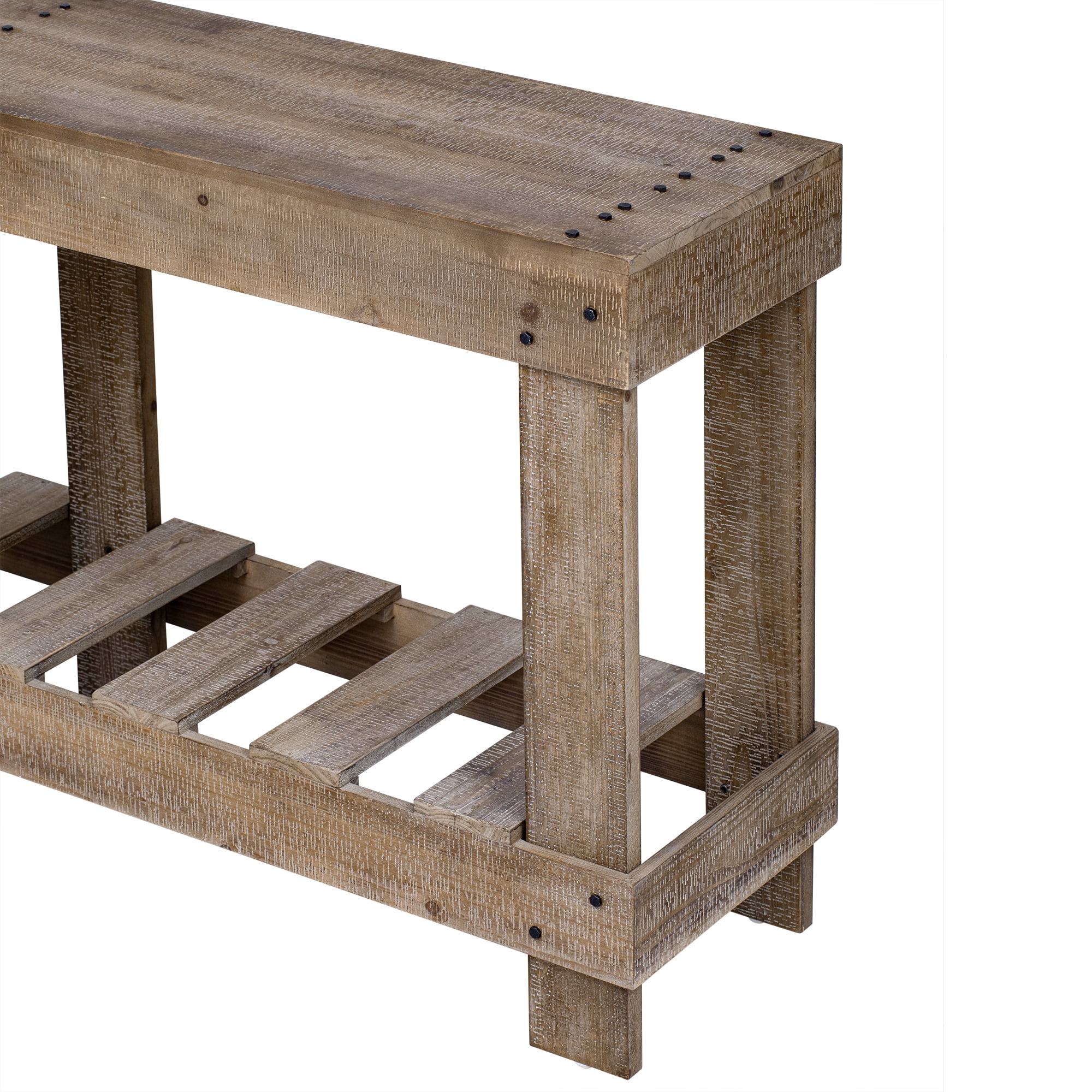 Euroco 63" Long Console Table, Wood Entryway Table with Plank Under-Shelf and 6 Reinforced Legs, Sofa Table for Hallway Living Room,Natural