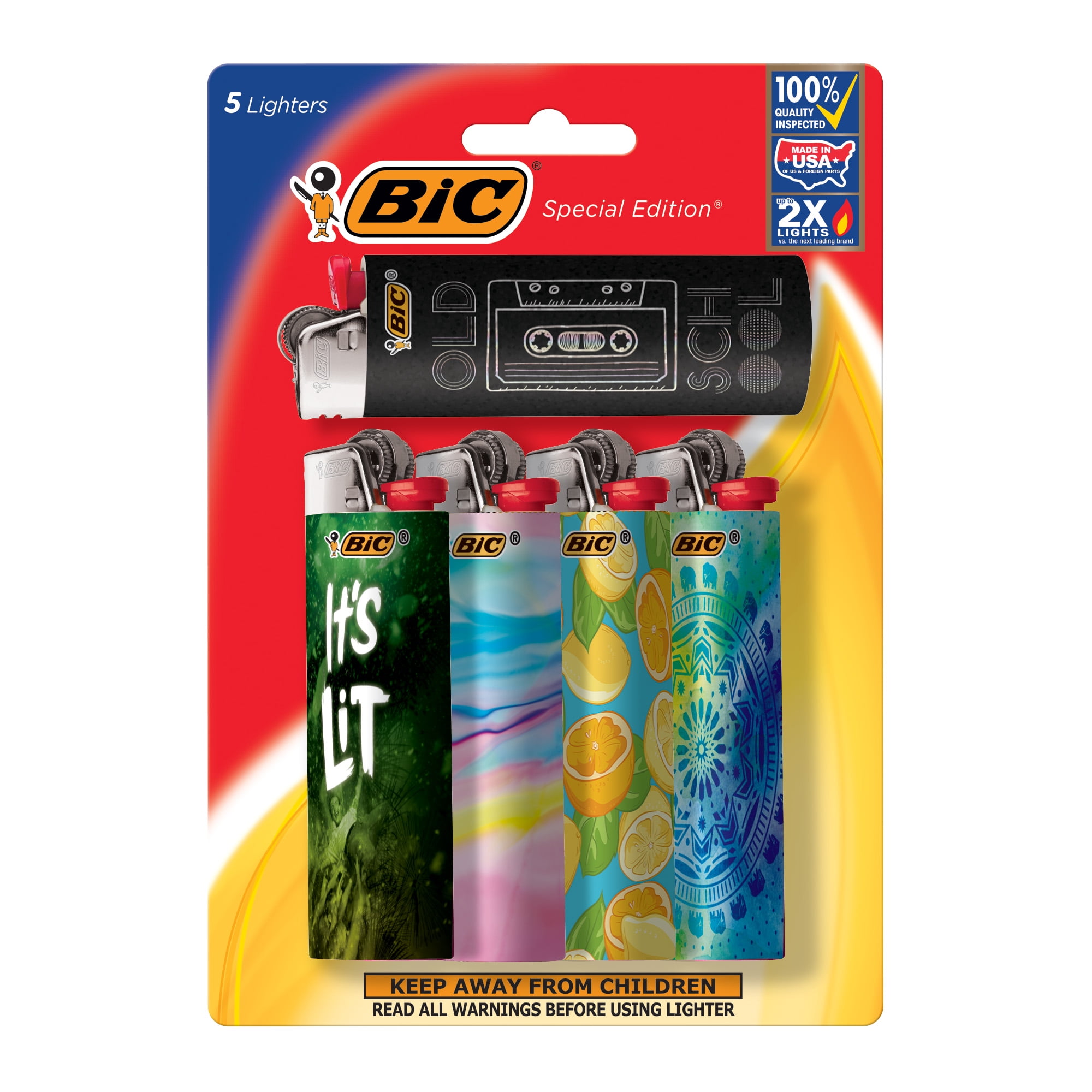 BIC Special Edition Pocket Lighter, Favorites Series - Pack of 5 Lighters (Designs May Vary)