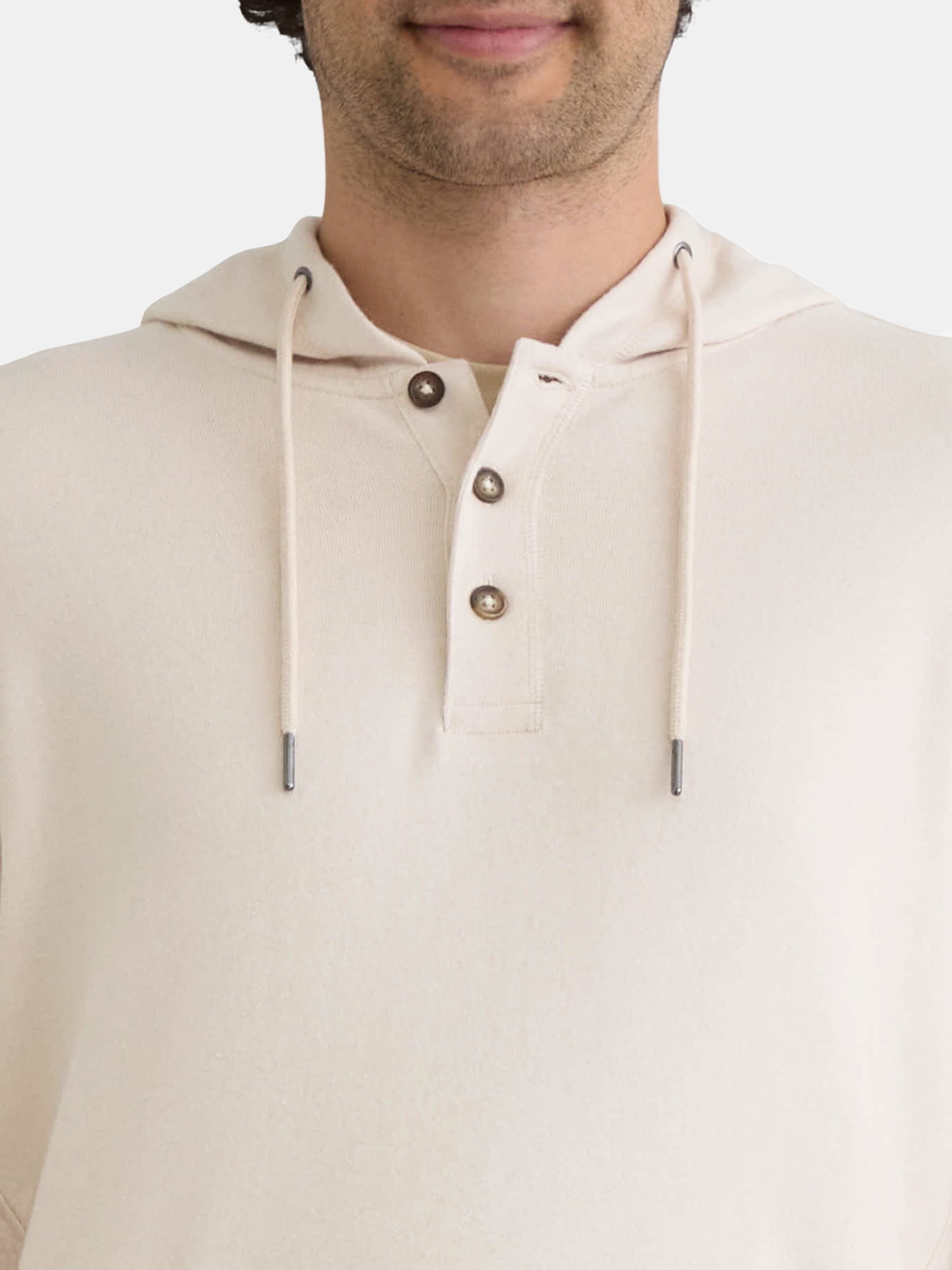 George Men's Button Henley Hoodie with Long Sleeves, Sizes S-3XL