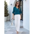 thumbnail image 5 of Women'S 3/4 Length Sleeve Tops Summer Dressy Casual Blouses Work Shirts Chiffon V Neck Outfits Green XL, 5 of 8