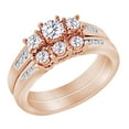 thumbnail image 2 of AFFY (0.75 cttw) Round Shape White Natural Diamond Bridal Ring Set In 10k Rose Gold Ring Size-9, 2 of 2