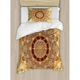 thumbnail image 3 of Zodiac Decor King Size Duvet Cover Set, Vintage Ornamental Mandala Circle with Horoscope Signs on Aged Paper Background, Decorative 3 Piece Bedding Set with 2 Pillow Shams, Tan Brown, by Ambesonne, 3 of 3