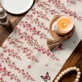 thumbnail image 3 of Butterfly Flower Table Runner - 90 Inch Long Farmhouse Country Pink Floral on Linen Cotton and Linen Blended Dress Scarves Farmhouse Table Runner for Kitchen Dining, Coffee Table, 13" x 90", 3 of 8