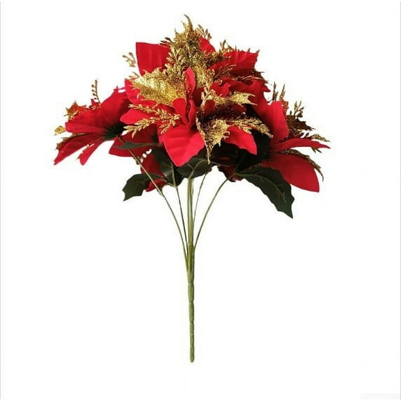 Home Decor Stunning 7-Head Christmas Flowers: Perfect Holiday Décor for Festive Cheer Red