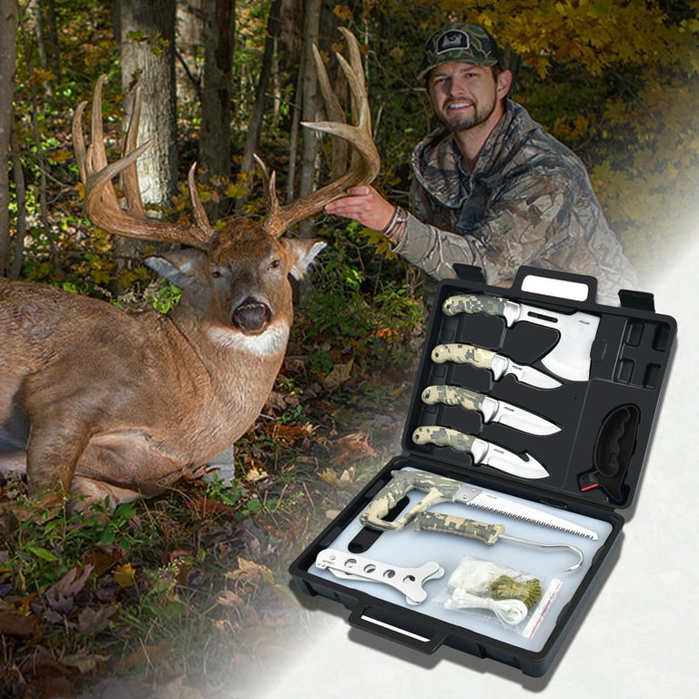 Free Shipping! Jellas Deer Hunting Knife Set with Storage Case, 13