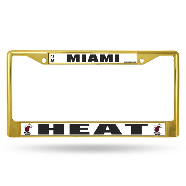 Miami NBA Heat Gold Color Painted Chrome Metal License Plate Frame
