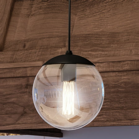 Luxury Minimalist Pendant, 10.5H x 10W, with Modern Farmhouse Style, Midnight Black, UHP4015 by Urban Ambiance