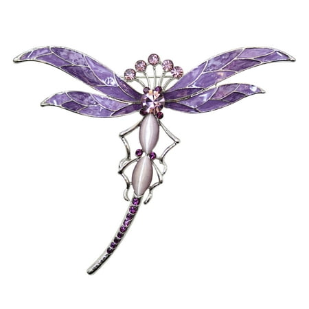- Brooch Pin Huge Dragonfly Purple Crystal Enamel Insect
