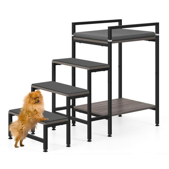 Pet Bunk Bed with Stair - 22''H Non-Slip Dog Stairs for Small Medium Cats and Dogs, 4 Steps, Sturdy Frame