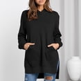 thumbnail image 3 of Sudaderas con capucha para mujer, suave, transpirable, color puro, informal, estilo suelto, sudadera con capucha para mujer, fiesta, viaje, negro, S, 3 of 7