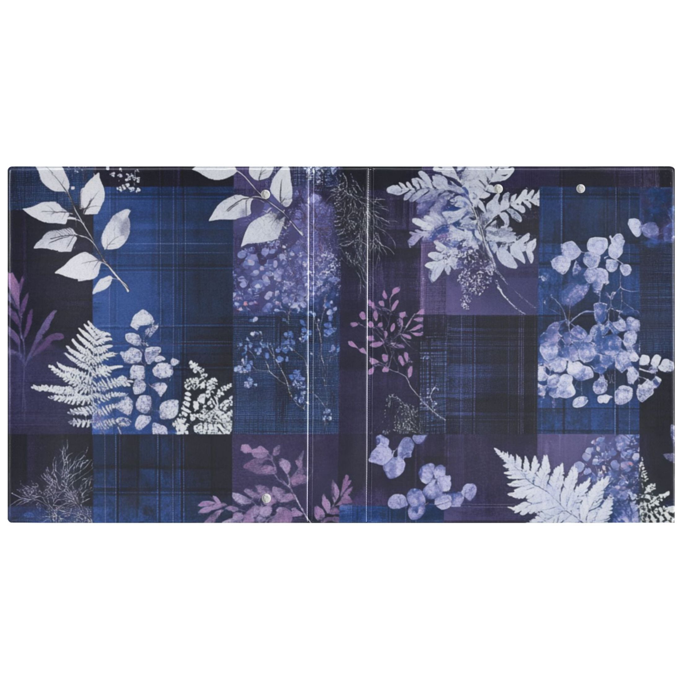 Purple and Blue Winter Leaves 3 Ring Binders 1.5 inch Hardcover File Folders with Interior Pockets A4 Size Organizer for School Office Hospital Set of 2