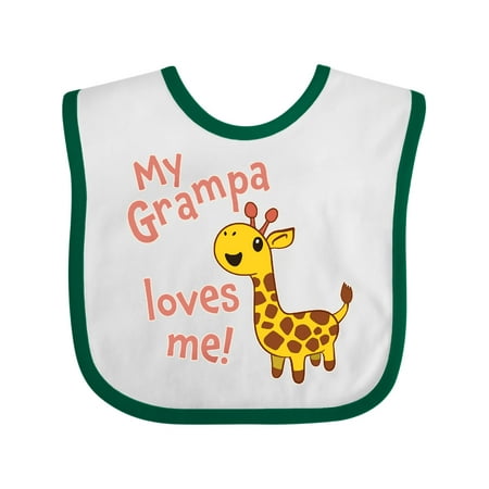 

Inktastic My Grampa Loves me- cute giraffe Gift Baby Boy or Baby Girl Bib