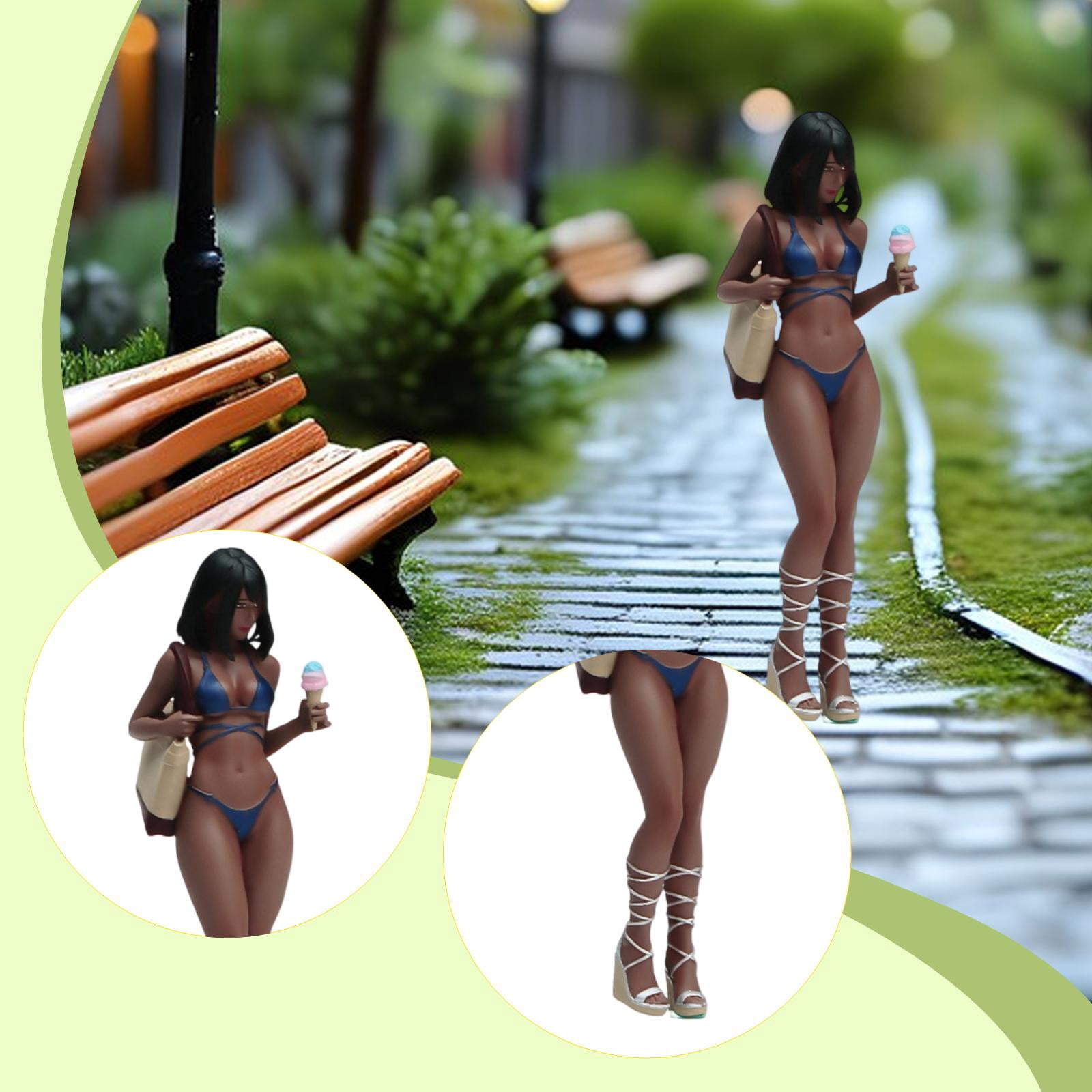 LeeQinersw 1/24 Scale Bikini Girl Model 3D Character Models for Sand Table Fairy Garden