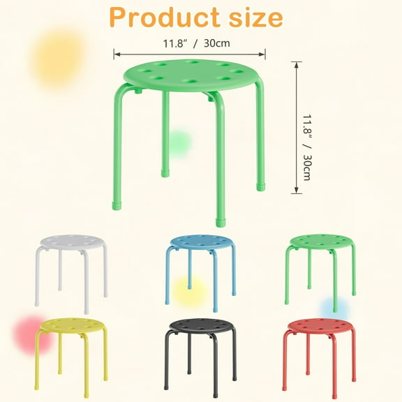 LEIYY 6 sets of stacked stools, portable plastic colored decorative chairs, modern classroom, indoor, multi-color