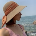 thumbnail image 6 of Guiexla Ribbon Bowknot Decor Sun Hat Round Dome Folding Thin Anti-UV Women Big Brim Sunscreen Straw Hat Fashion Accessories, 6 of 7