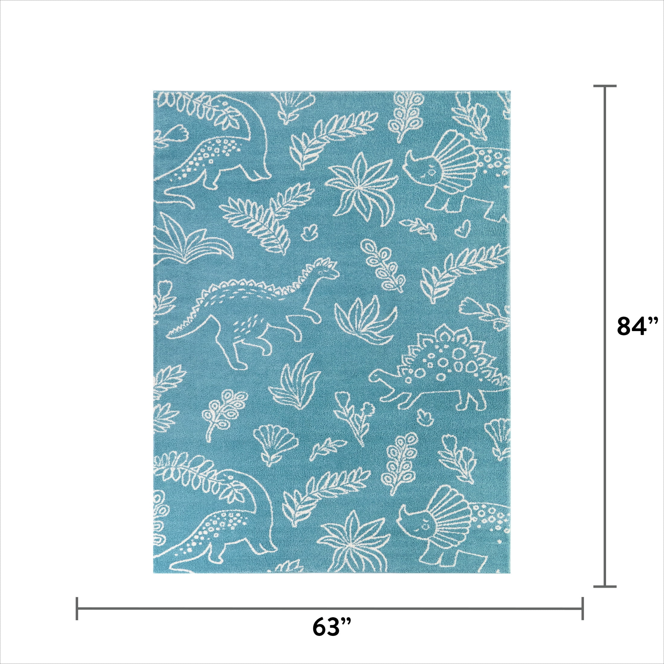 Mainstays Blue Dinosaur Indoor Rug, 5' 3"W x 7'L
