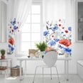 thumbnail image 5 of 4th of July Blackout Curtains for Bedroom, Red Blue Floral Independence Day Poppy Flower Leaf Thermal Insulated Kitchen Drapes with Grommets, Light Blocking Window Treatment, 2 Panels 52" x 72", 5 of 7