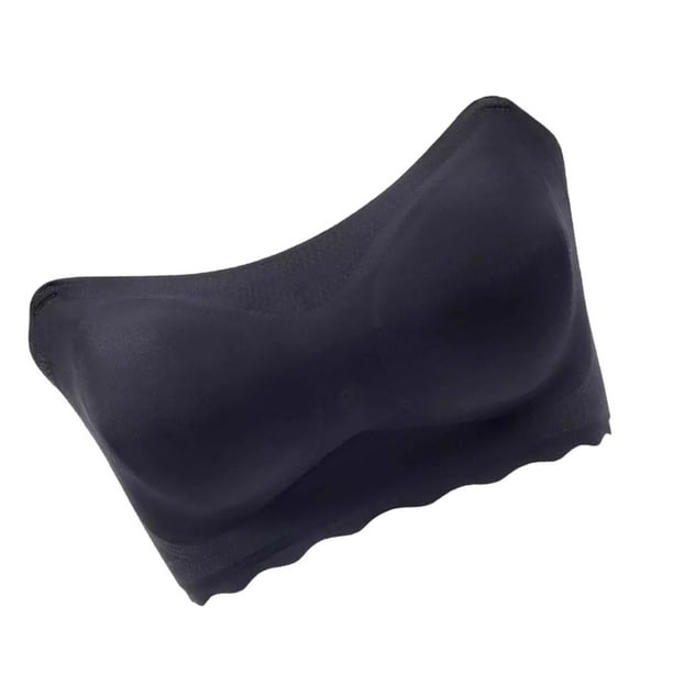 Destyer Strapless Bra Gathered Non-slip Plus Size Bra Thin Tube Top  Underwear for Wedding Dress black L 