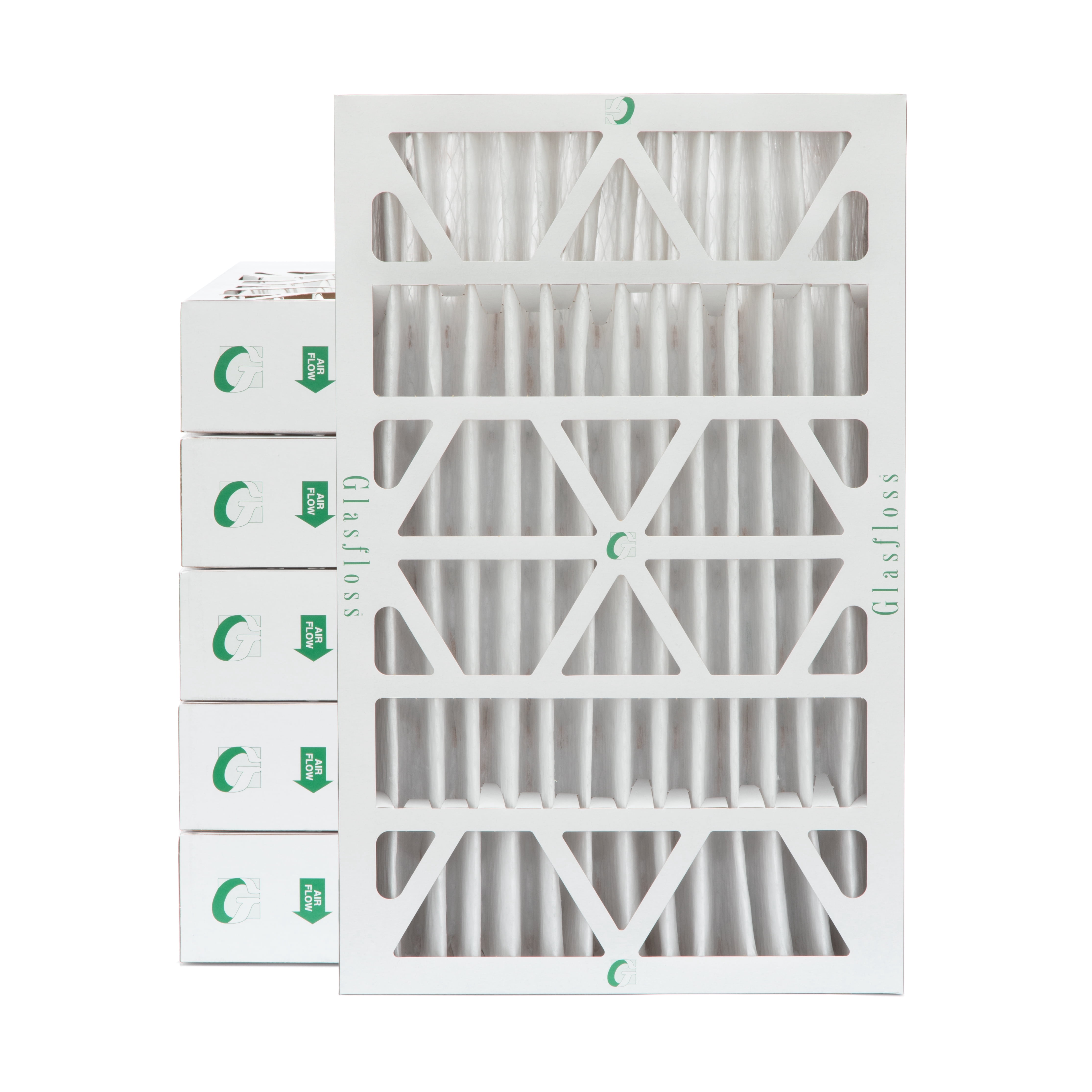 6 Pack of 16x25x4 MERV 10 Pleated 4" Inch Air Filters by Glasfloss. Actual Size: 15-1/2 x 24-1/2 x 3-3/4
