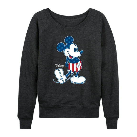 Disney - Americana - Mickey Flag Pattern - Women's Lightweight French Terry Long Sleeve Shirt
