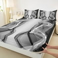 thumbnail image 3 of Feelyou Fashion Stripes Abstract Bed Sheets, Chic Modern Striped Art King Sheets, Grey Black Aesthetic Lines Sheet Set, Breathable Home Decor, 4pcs, 3 of 7