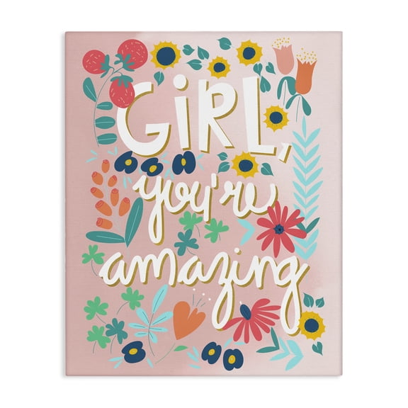 Stupell Industries Eclectic Girl You're Amazing Phrase Canvas Art, 16 x 20, by Pragya Kothari