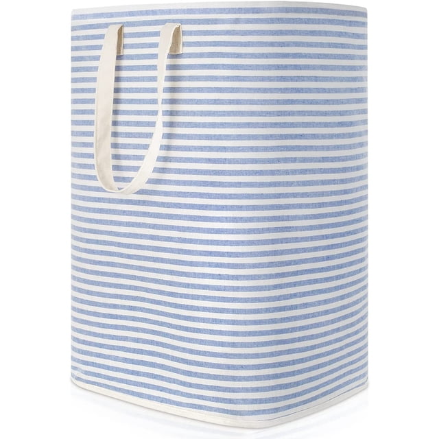 Cesto de ropa sucia plegable de tela impermeable de 72 l con gran capacidad, gris, 40 x 30 x 60 cm, azul
