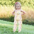 thumbnail image 5 of Toddler Girl Easter Outfit Sleeveless Romper Jumpsuit Bunny Eggs Print Summer Casual One Piece with Pockets 1-6T, 5 of 7