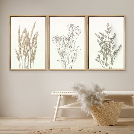 DustinWay Art Print Wildflower Botanical Photography Minimalist Art Modern Farmhouse Decor Set 3