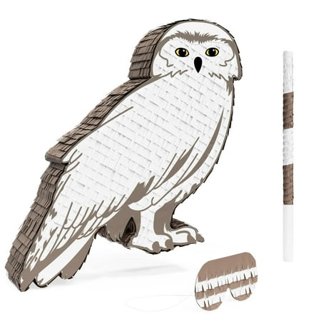 Owl Pinata Bundle with a Blindfold and Bat ― Hand Made Extra Small Sized Pinata For Birthday Parties, Kids Carnival and Related Events ― Small Pinata Holds Up to 2 lbs of Candy ― (13 x 12 x 2 Inches)