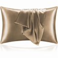 thumbnail image 1 of Chenchen Satin Pillowcase for Hair and Skin, Super Soft and Cooling Similar to Silk Pillow Cases 2 Pack with Envelope Closure, Gift for Women Men(20"x26" Standard Size, Tawny Brown), 1 of 1
