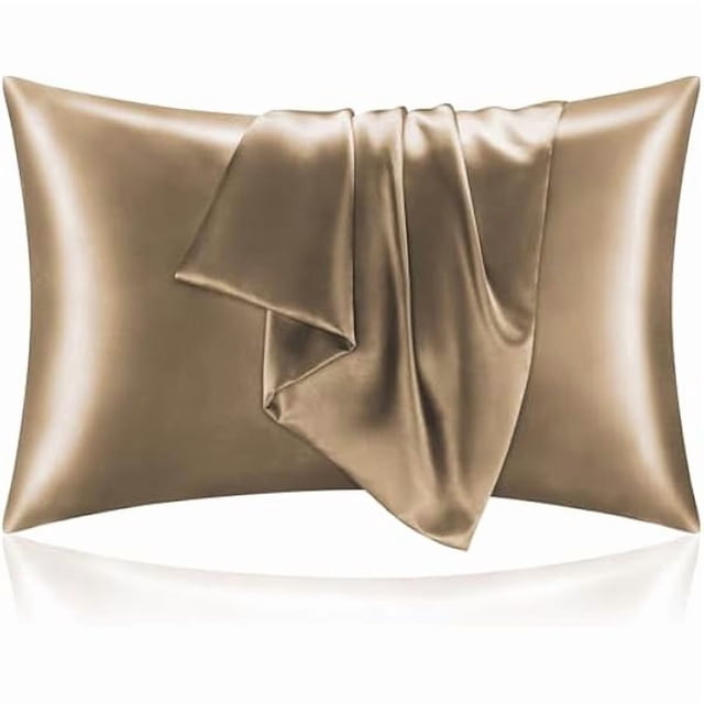 Chenchen Satin Pillowcase for Hair and Skin, Super Soft and Cooling Similar to Silk Pillow Cases 2 Pack with Envelope Closure, Gift for Women Men(20"x26" Standard Size, Tawny Brown)