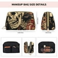 thumbnail image 5 of Rateoe Gothic Eastern Floral Skull for Travel Makeup Bag,Large Capacity Cosmetic Bags for Women,Waterproof Portable Pouch Open Flat Toiletry Bag Make up Organizer, 5 of 8